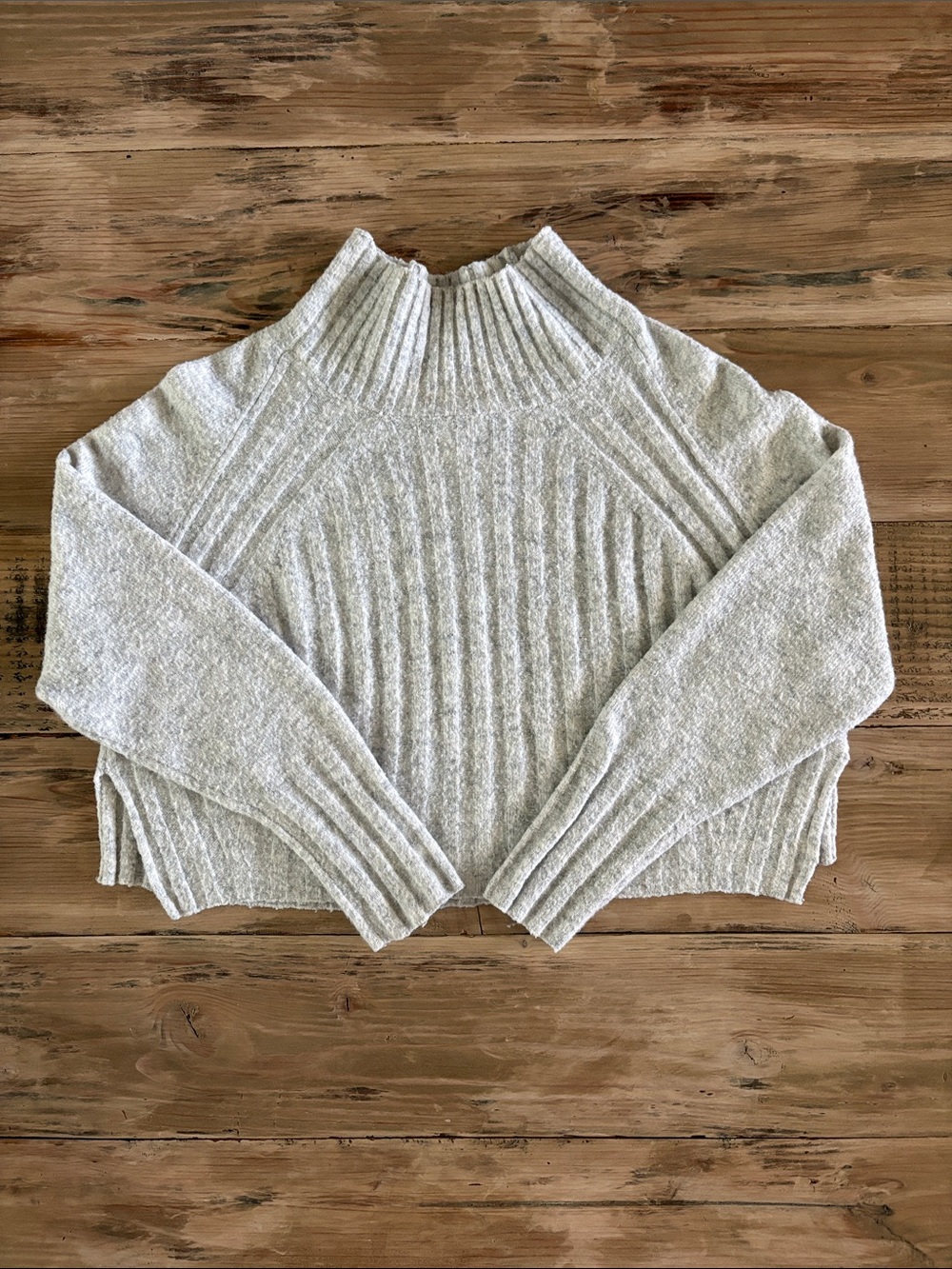 Topshop Light Gray Ribbed Mock Neck Sweater
